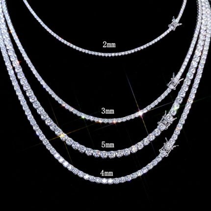 Moissanites 925 Pure Silver Tennis Chain Men's Necklace