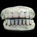 SSS Opal gemstone oval Perm/deep cut Icedout diamondsset S925 Filled 14k solid dental gold customized moldedTooth Gem Oral accessories.