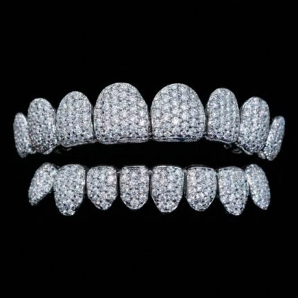 VVS Moissanite S925 Silver Full Set Grillz | 16 Teeth Iced Out Grillz for Men & Women