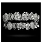 SSS Custom Diamond dust Solid gold Grillz Icedout FangsWVS Diamonds set S925 Filled 14k solid dental goldcustomized molded Tooth Gem Oral accessories. - Image 2