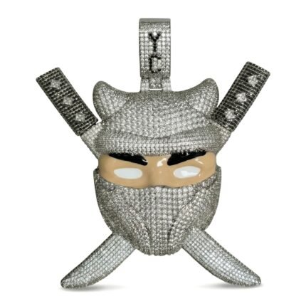Iced Out Ninja Pendant With Swords CZ Stone Hip Hop Jewelry For Men Rapper