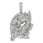 Copper Dragon Pendant Necklace, Iced Out CZ Zircon Hip Hop Jewelry for Men