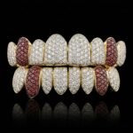 SSS Jumbos blood stone fangs icedout diamond cut grillzWS Moissanite diamonds Perm/Deep Cut set S925 filled14k solid gold grillz Molded oral tooth gems accessorries - Image 3