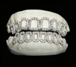 SSS Open face cut grillz set solid gold and open cutdiamond dust S925 filled 14k solid gold grillz Molded oraltooth gems accessorries