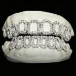 SSS Open face cut grillz set solid gold and open cutdiamond dust S925 filled 14k solid gold grillz Molded oraltooth gems accessorries
