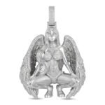 3D Angel Girl Pendant with Wings, Full Paved CZ Stones, Copper Hip Hop Charm