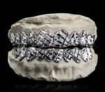 SSS Custom Diamond dust nugget cut Solid gold Grillz setS925 Filled 14k solid dental gold customized moldedTooth Gem Oral accessories.