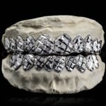 SSS Custom Diamond dust nugget cut Solid gold Grillz setS925 Filled 14k solid dental gold customized moldedTooth Gem Oral accessories.