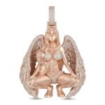 3D Angel Girl Pendant with Wings, Full Paved CZ Stones, Copper Hip Hop Charm - Image 2